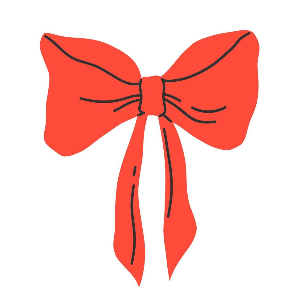 Cute red bow isolated on white background. Clipart bow flat illustration. vector