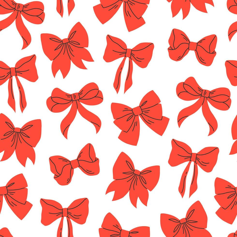 Seamless pattern with red bows on a white background. vector