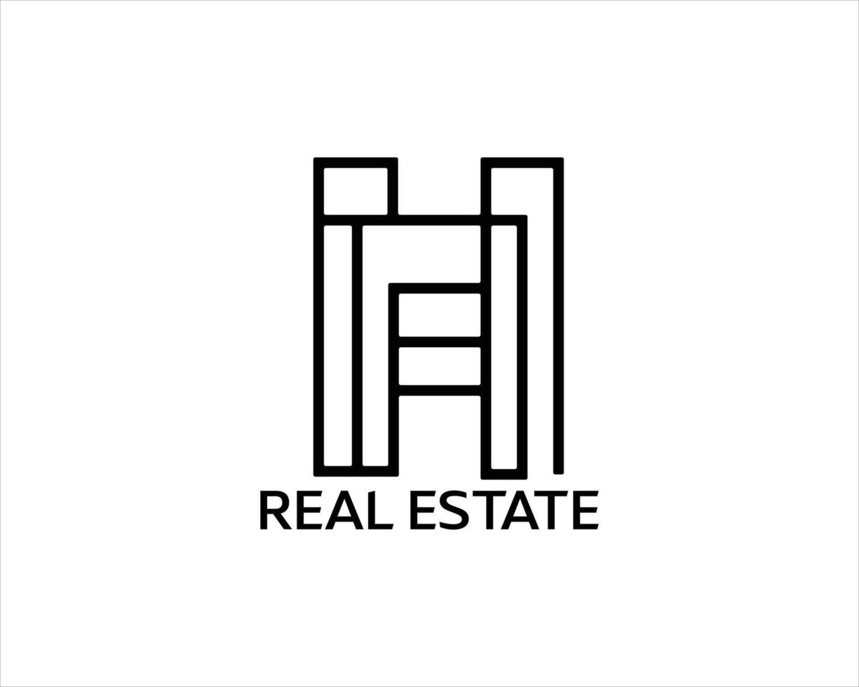 The real estate logo is a black and white image vector