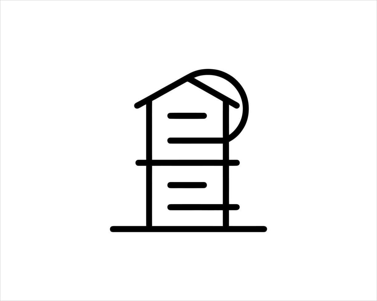 A black and white line icon of a house vector