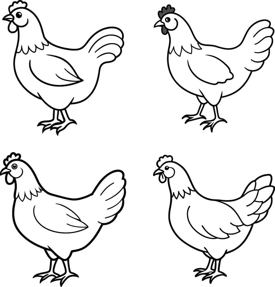 Bird Outline Drawing Set Line Art Collection of Birds vector