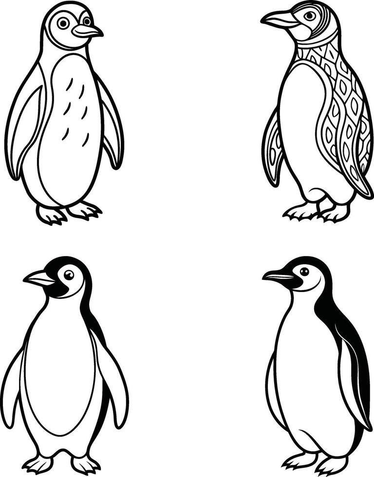 Group of bird sketch outline pages vector