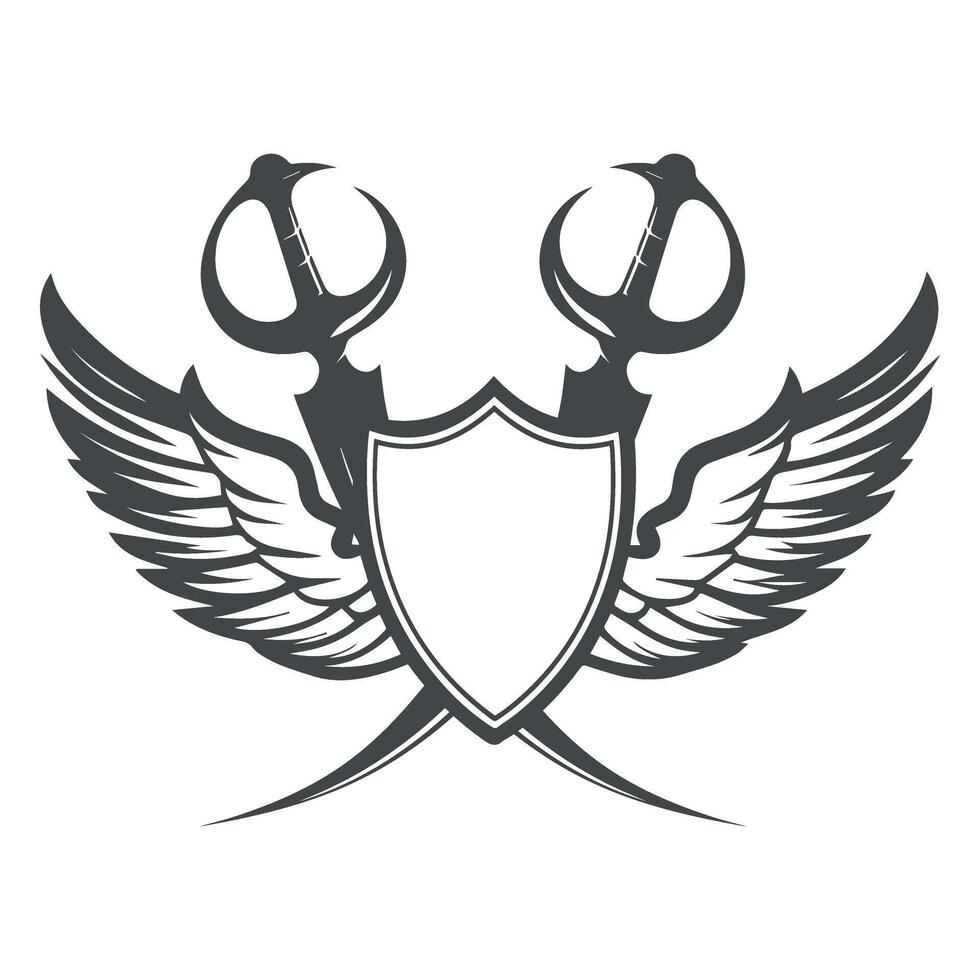 Winged Shield with Crossed Swords vector