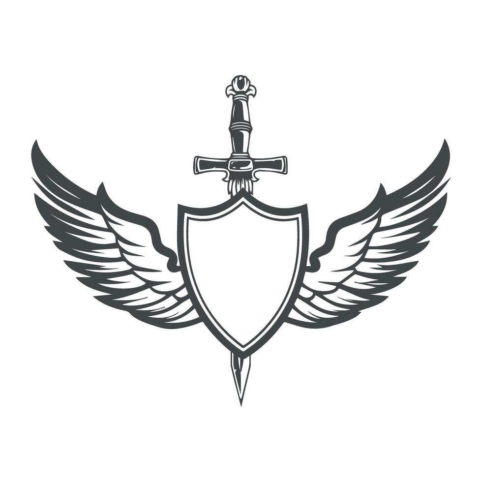 Winged Shield with Sword vector