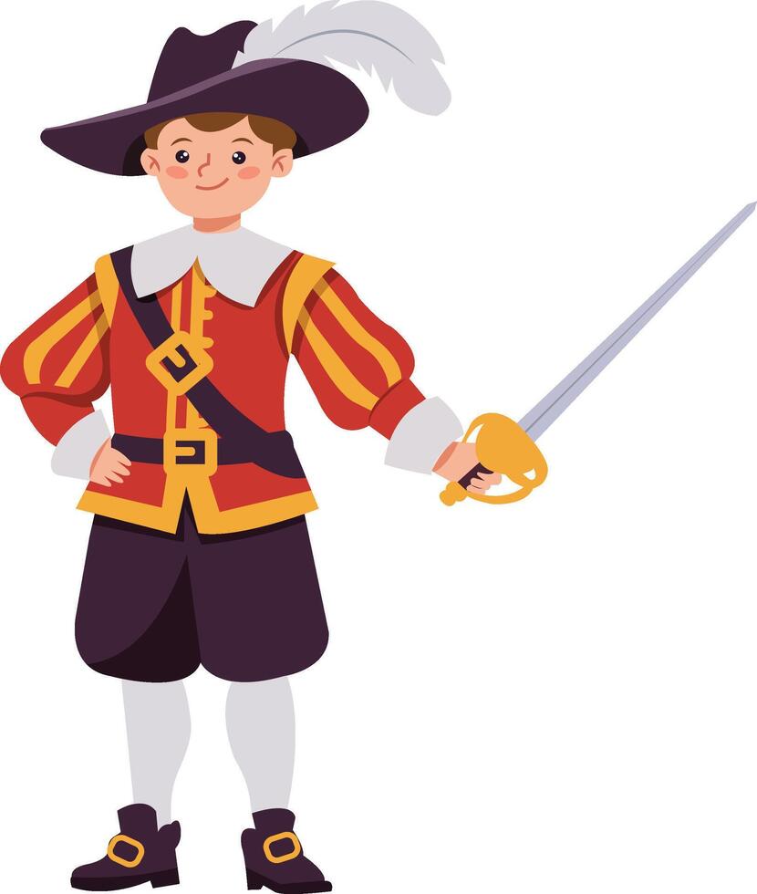Cartoon Musketeer with Sword vector