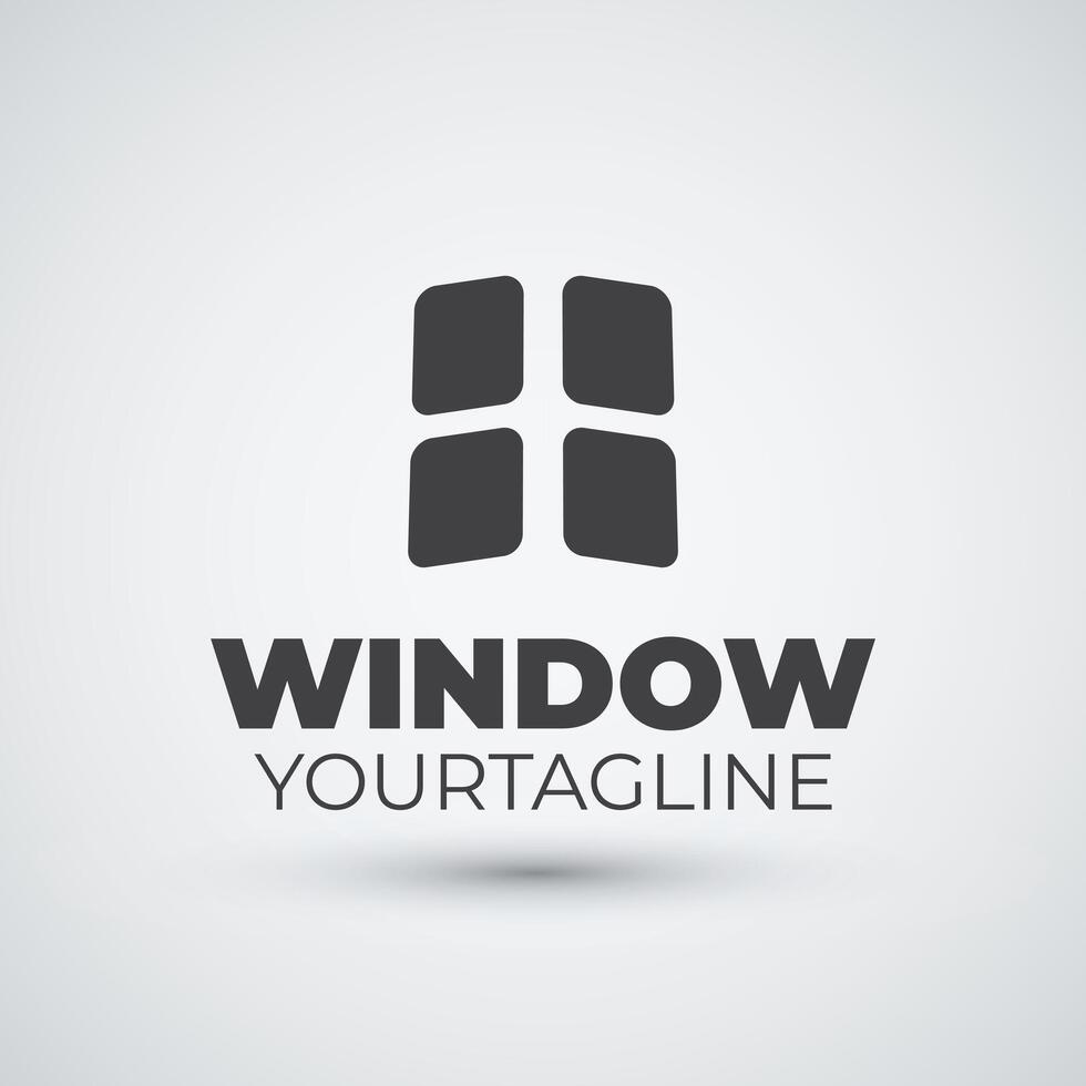 Simple window logo design for interior construction architecture property business design template vector