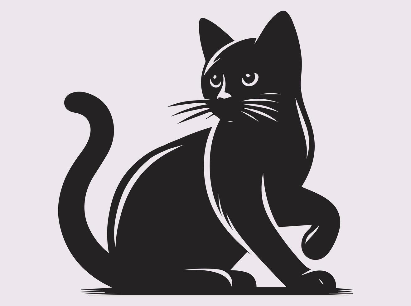 Artistic Black Cat Silhouette Showcasing Feline Elegance and Charm vector