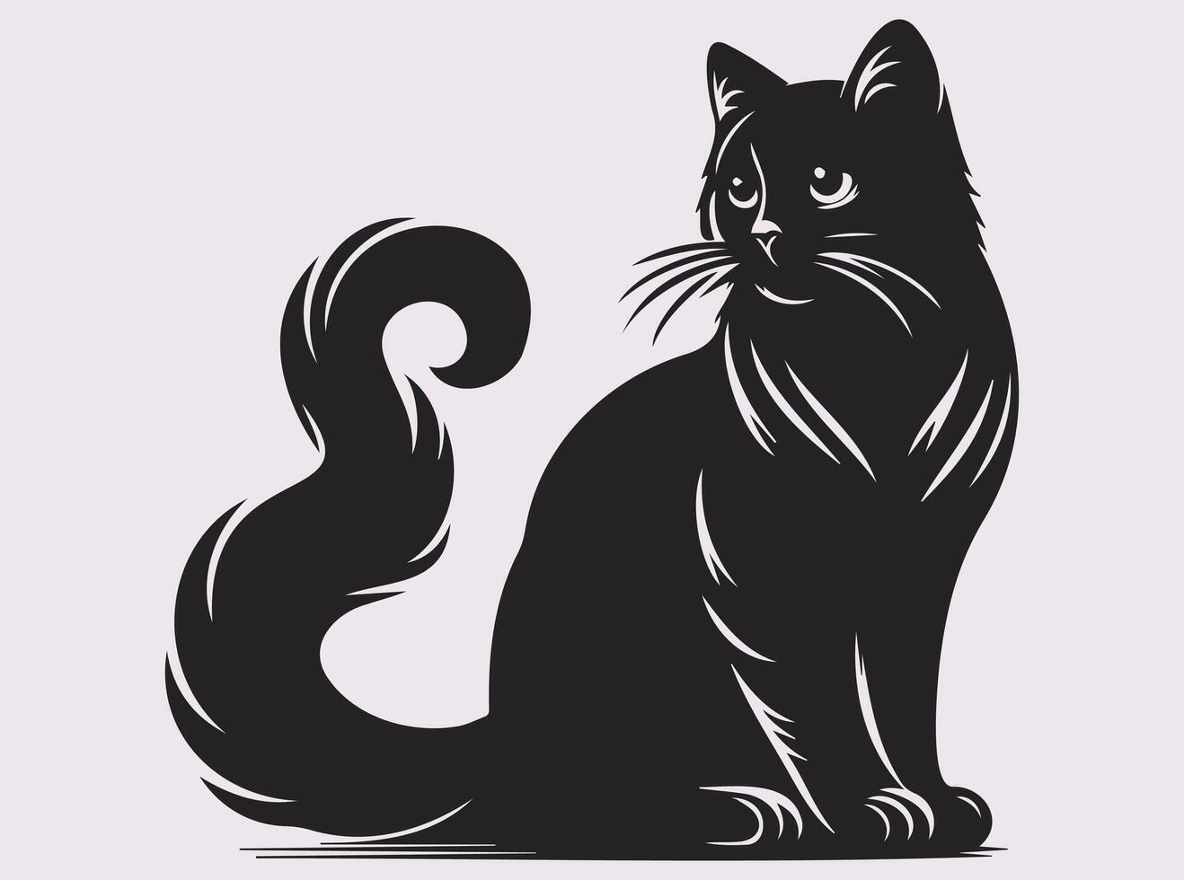 Mysterious Black Cat Silhouette with a Bold and Stylish Look vector