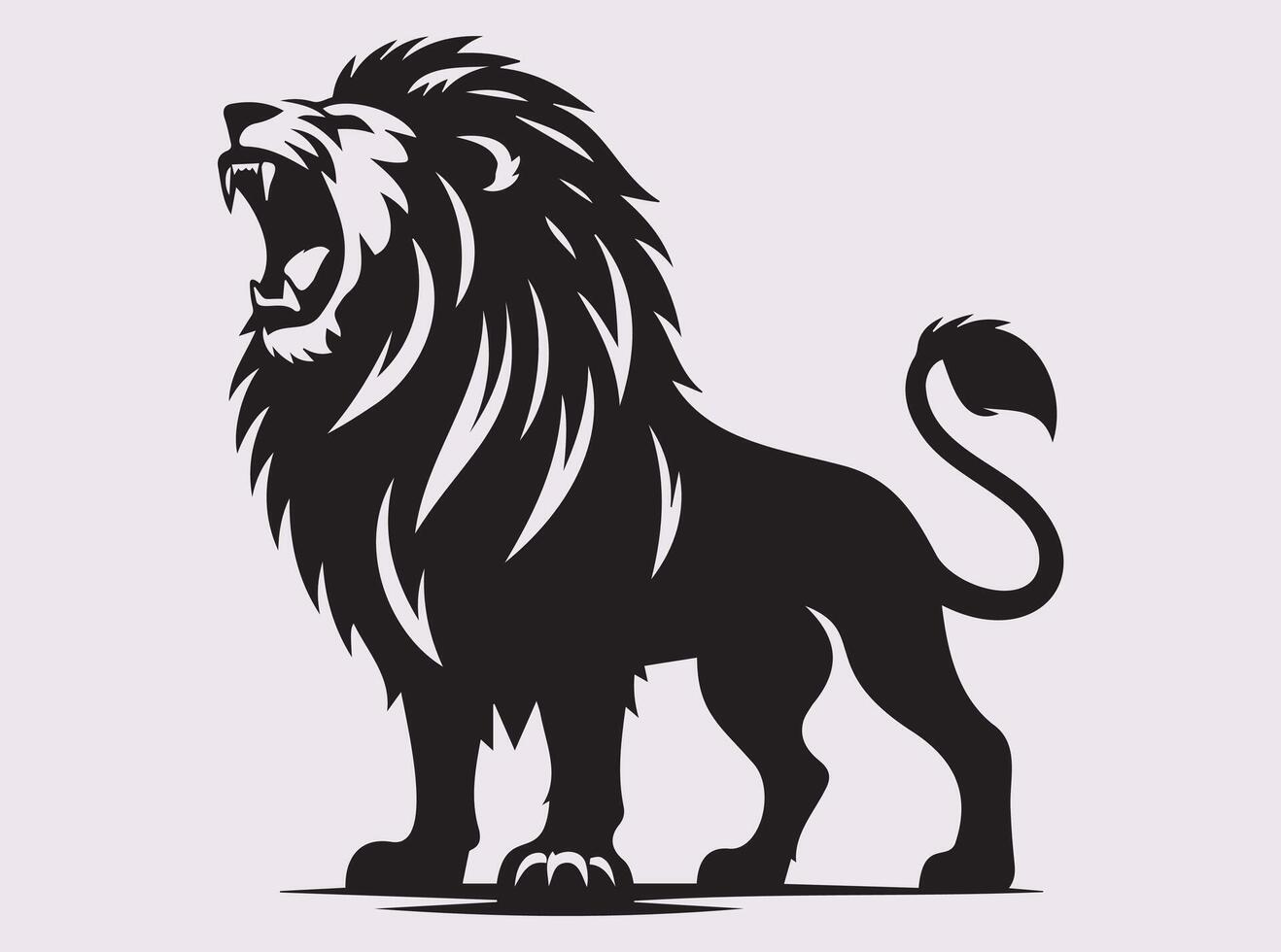 Roar Lion Activities Silhouette, Majestic Lion Movement in Action vector