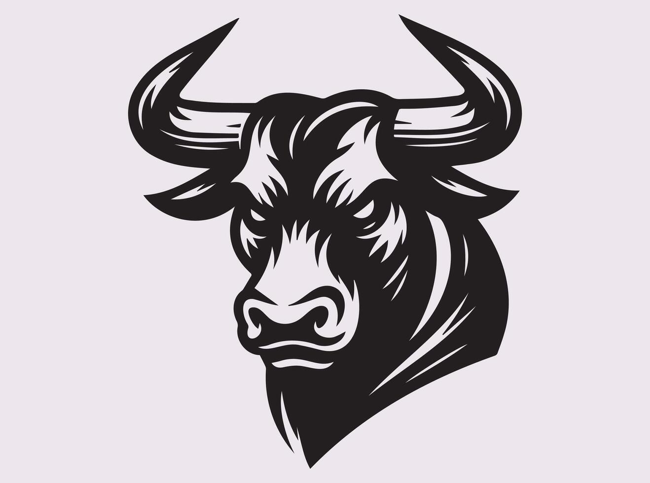 Black Bull Head Silhouette Symbol of Strength and Power for Logo and Artwork vector