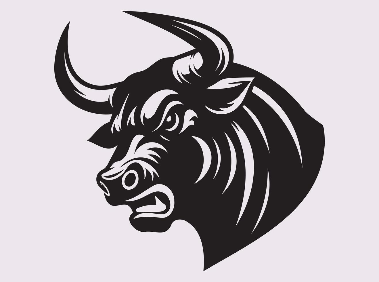 Bull Face Silhouette Wild and Strong Animal Head for Branding and Identity vector