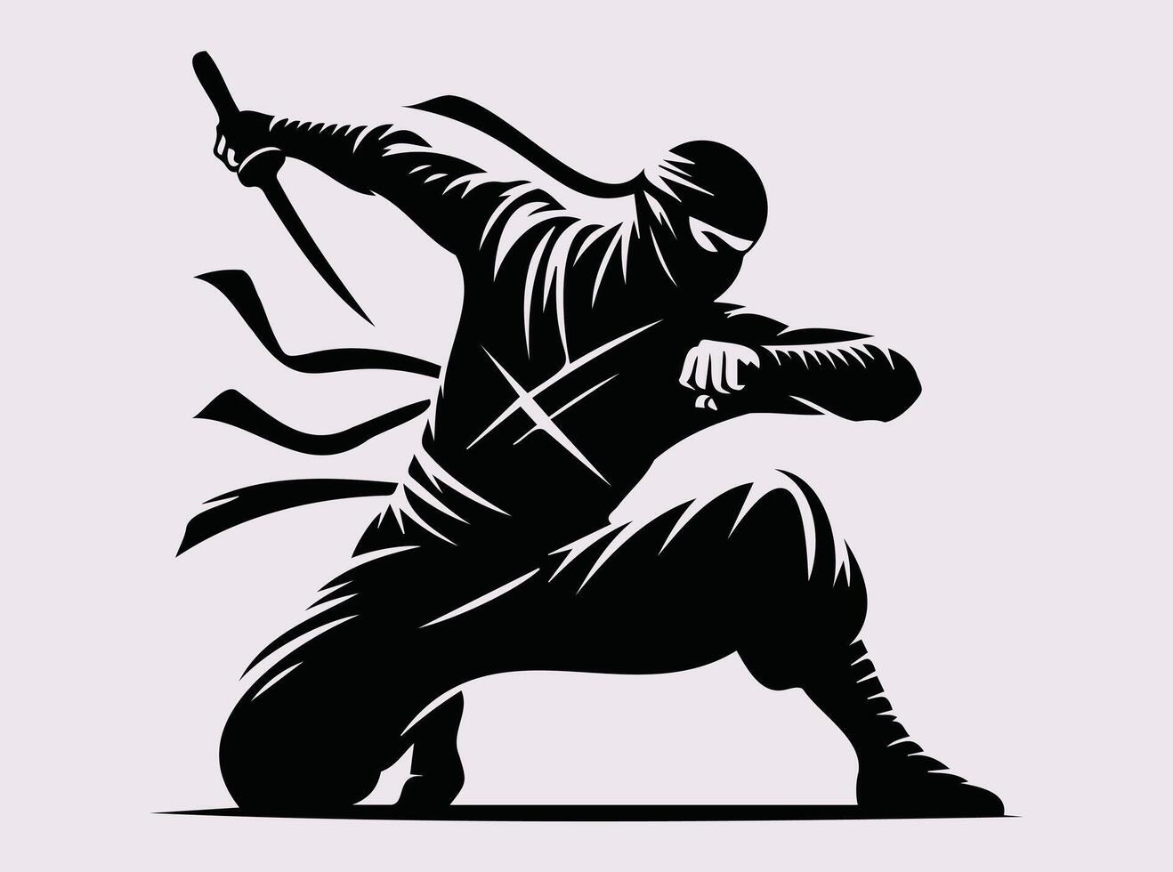 Ninja Silhouette for Stealth Combat, Japanese Heritage, and Warrior Fans vector