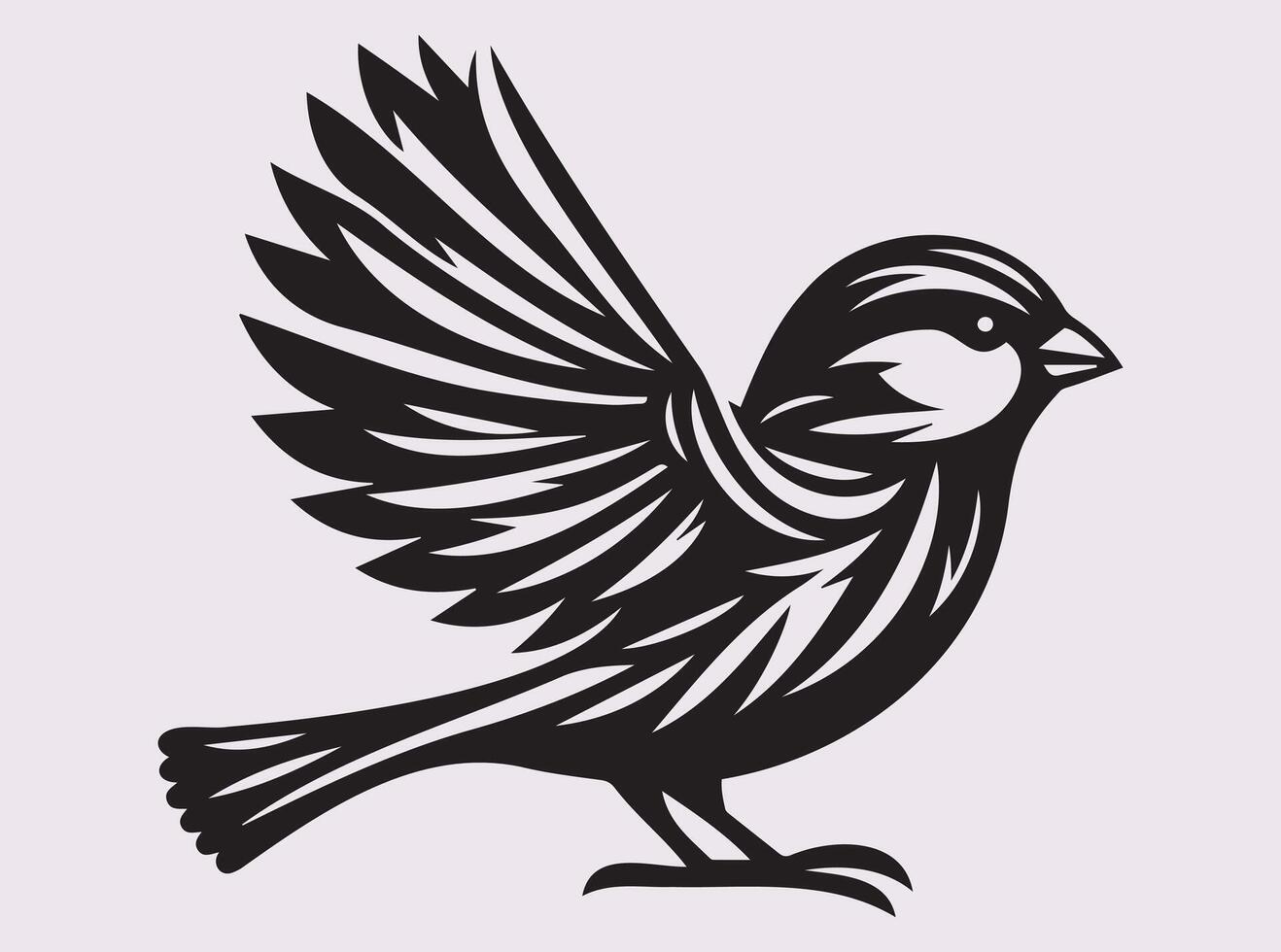 Bold Black Sparrow Silhouette, Simple and Elegant Bird Design vector
