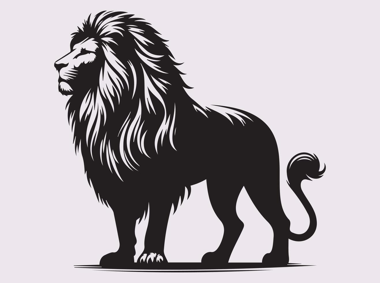 Black Lion Movement Silhouette, Fierce Lion Action Design vector