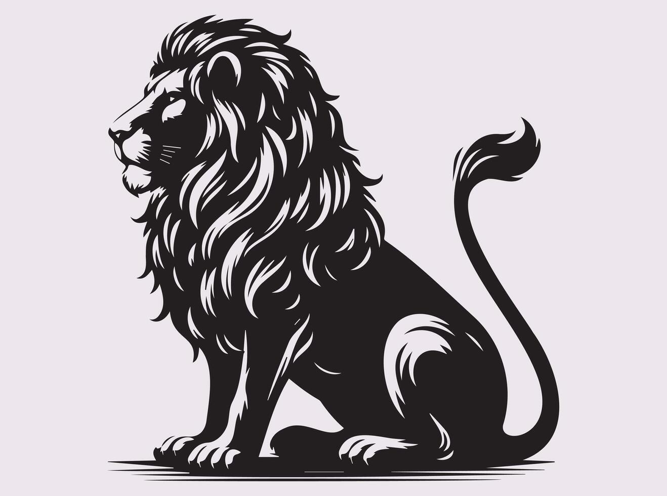 Black Lion Activities Silhouette, Sitting Strong Lion in Action Design vector