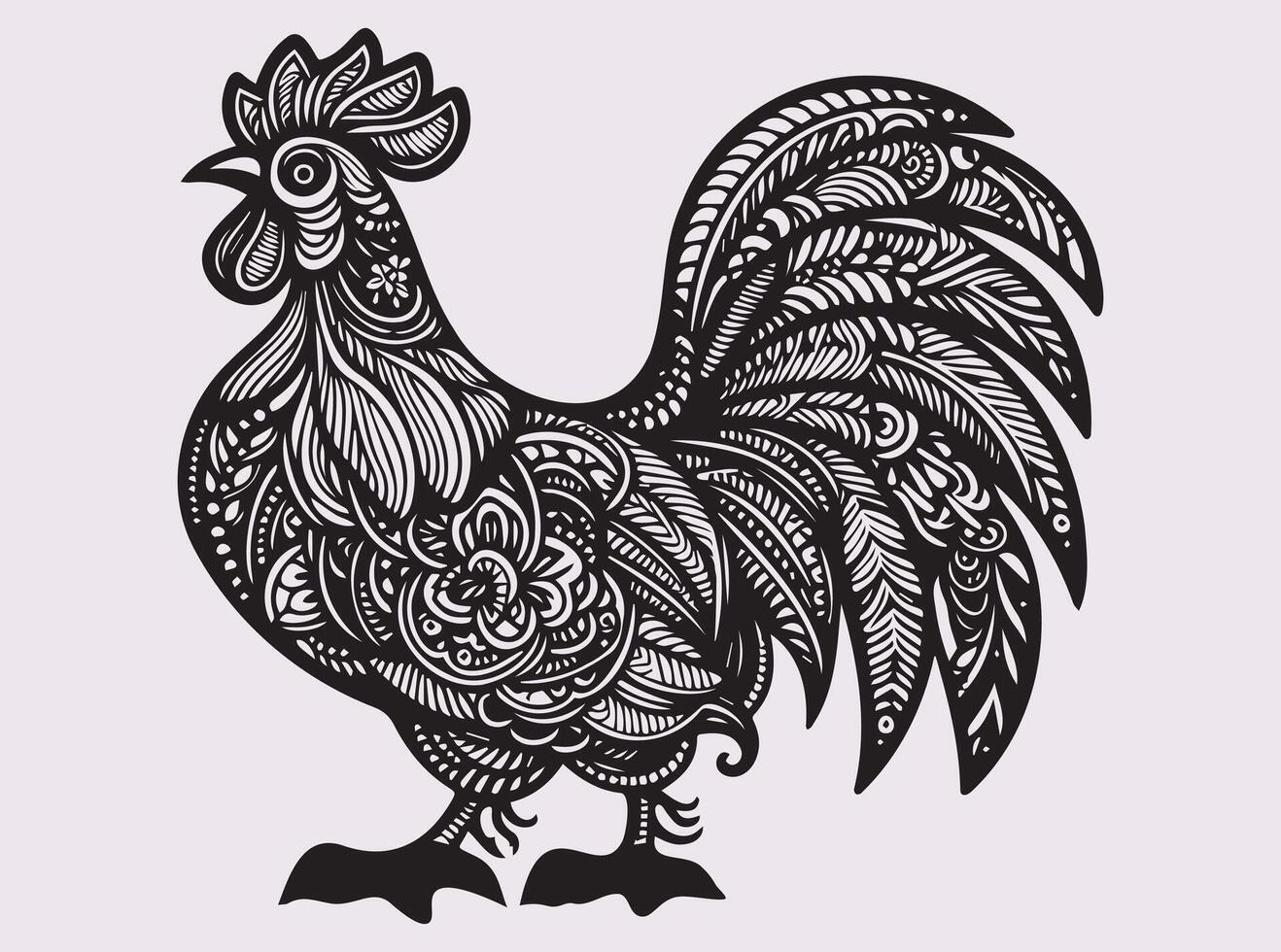 Versatile Black Craft Chicken Silhouette for Art Projects vector