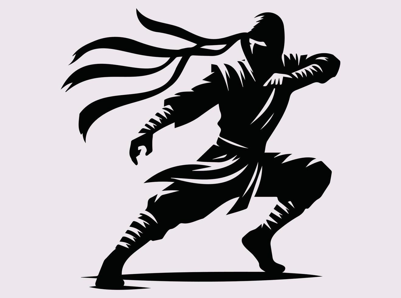 Action-Packed Black Color Ninja Silhouette for Combat, Stealth, and Warrior Enthusiasts vector