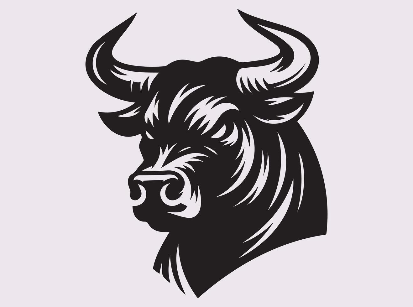 Bull Head Silhouette Majestic and Powerful Animal Face for Logos vector