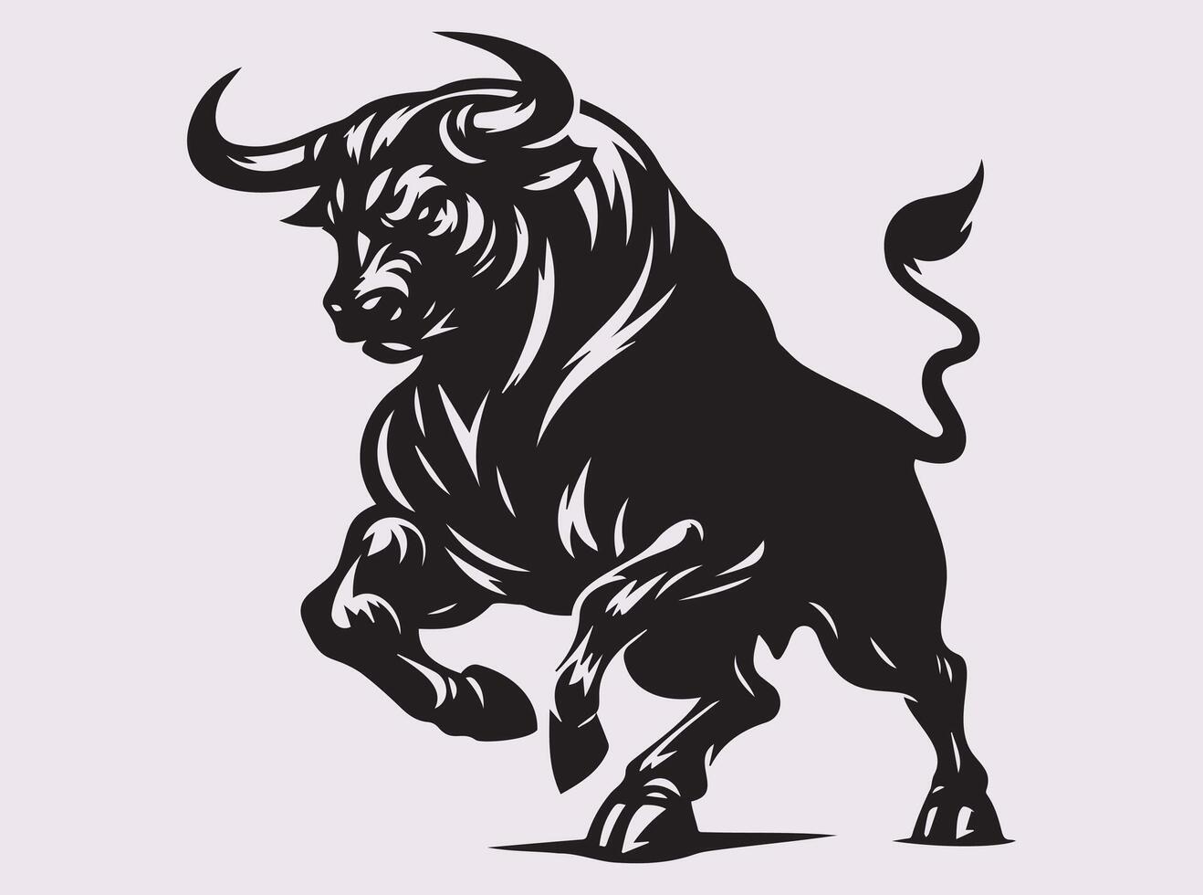 Black Bull Silhouette Embodying Strength and Determination vector