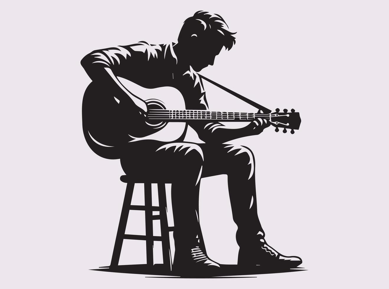 Silhouette of a Guitarist Engaged in a Live Show vector