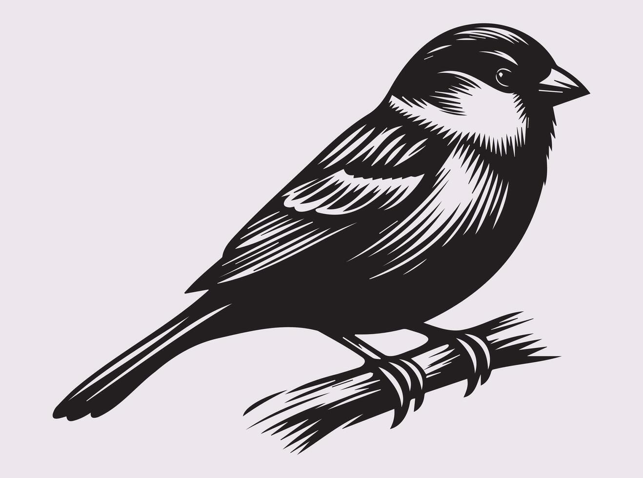 Sparrow in Black Silhouette, Perfect for Nature and Wildlife Art vector
