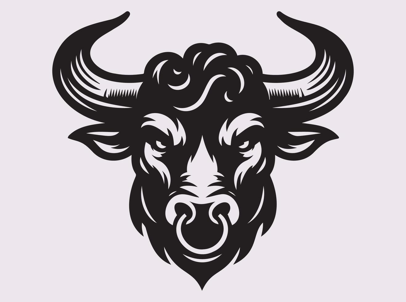 Black Bull Face Silhouette Symbol of Power and Strength in Solid Black Design vector