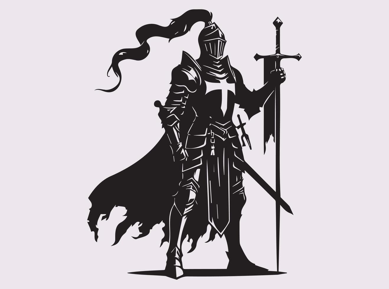 Knight Silhouette for Royalty, Armor, and Warrior Spirit Enthusiasts vector