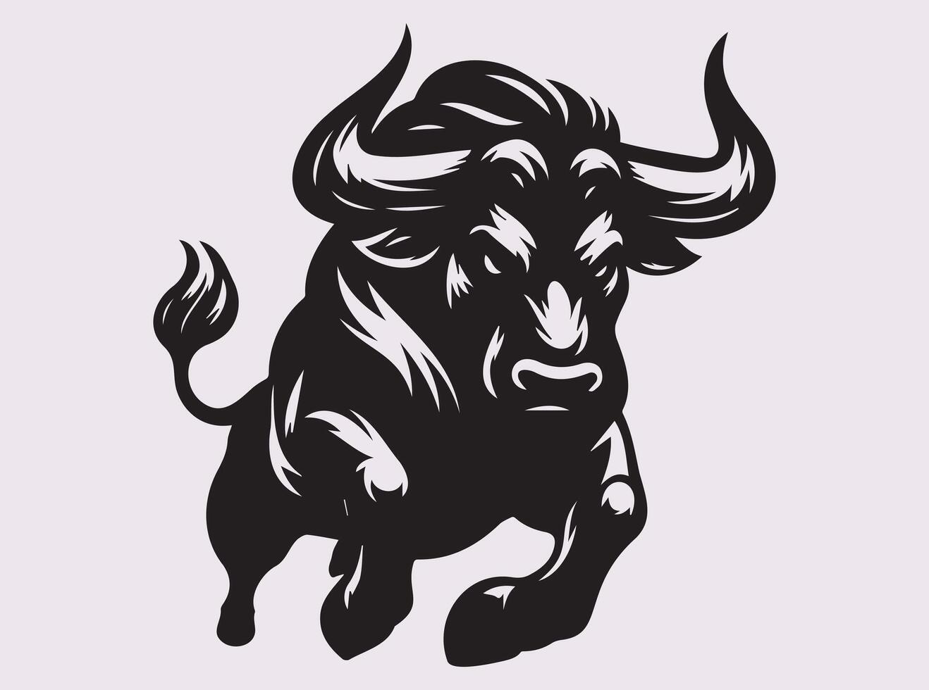 Powerful Black Bull Silhouette Depicting Strength and Courage vector