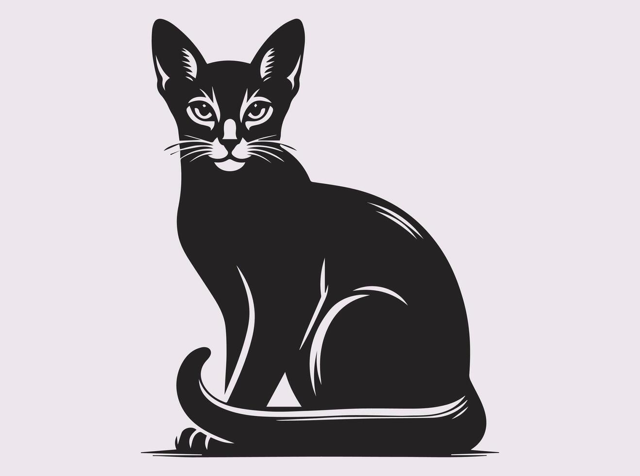 Captivating Black Cat Silhouette Representing Mystery and Charm vector