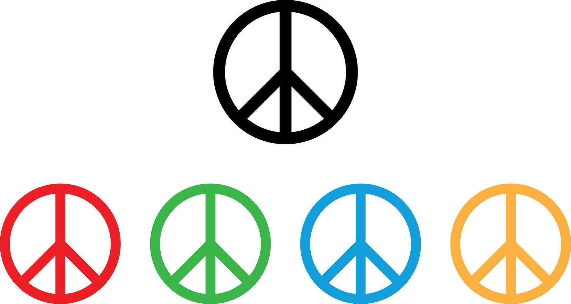 Colorful peace icon set in five colors isolated on white background . illustration vector