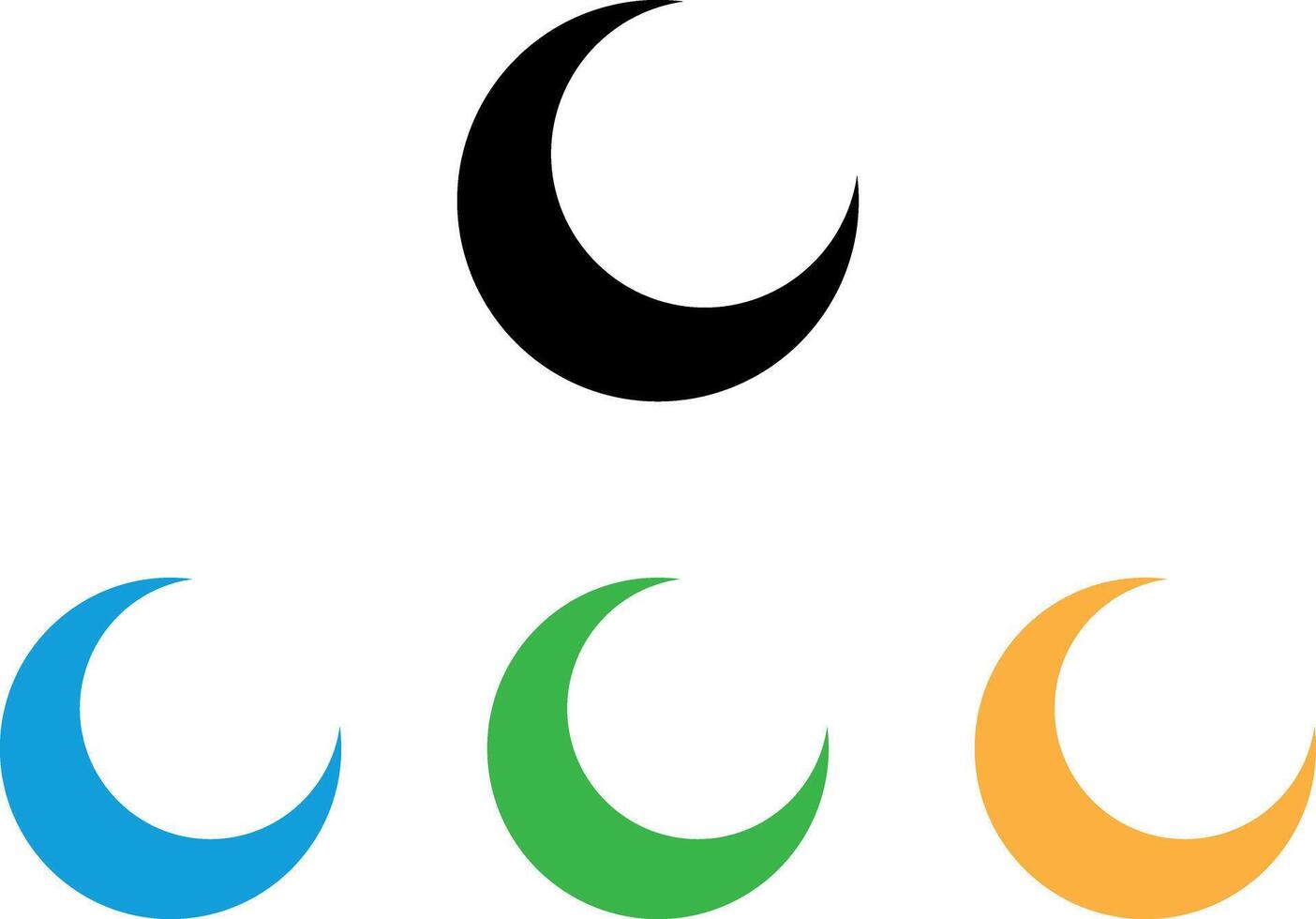 Colorful crescent icon set in four colors . Islamic symbol for Ramadan . illustration vector