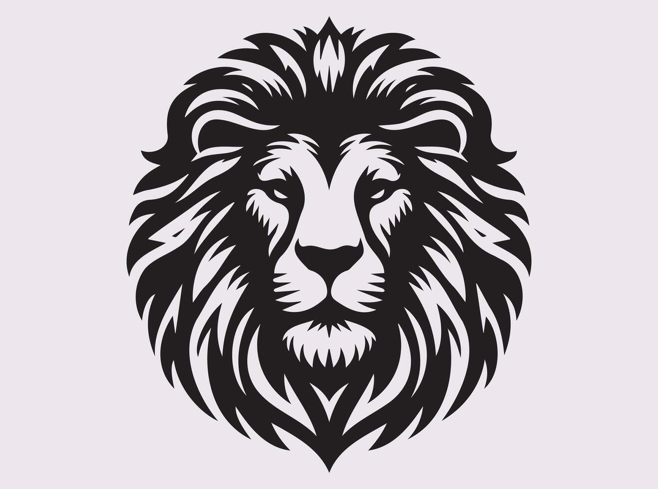 Black Silhouette of Lion Face, Strong Majestic Lion Head Design vector