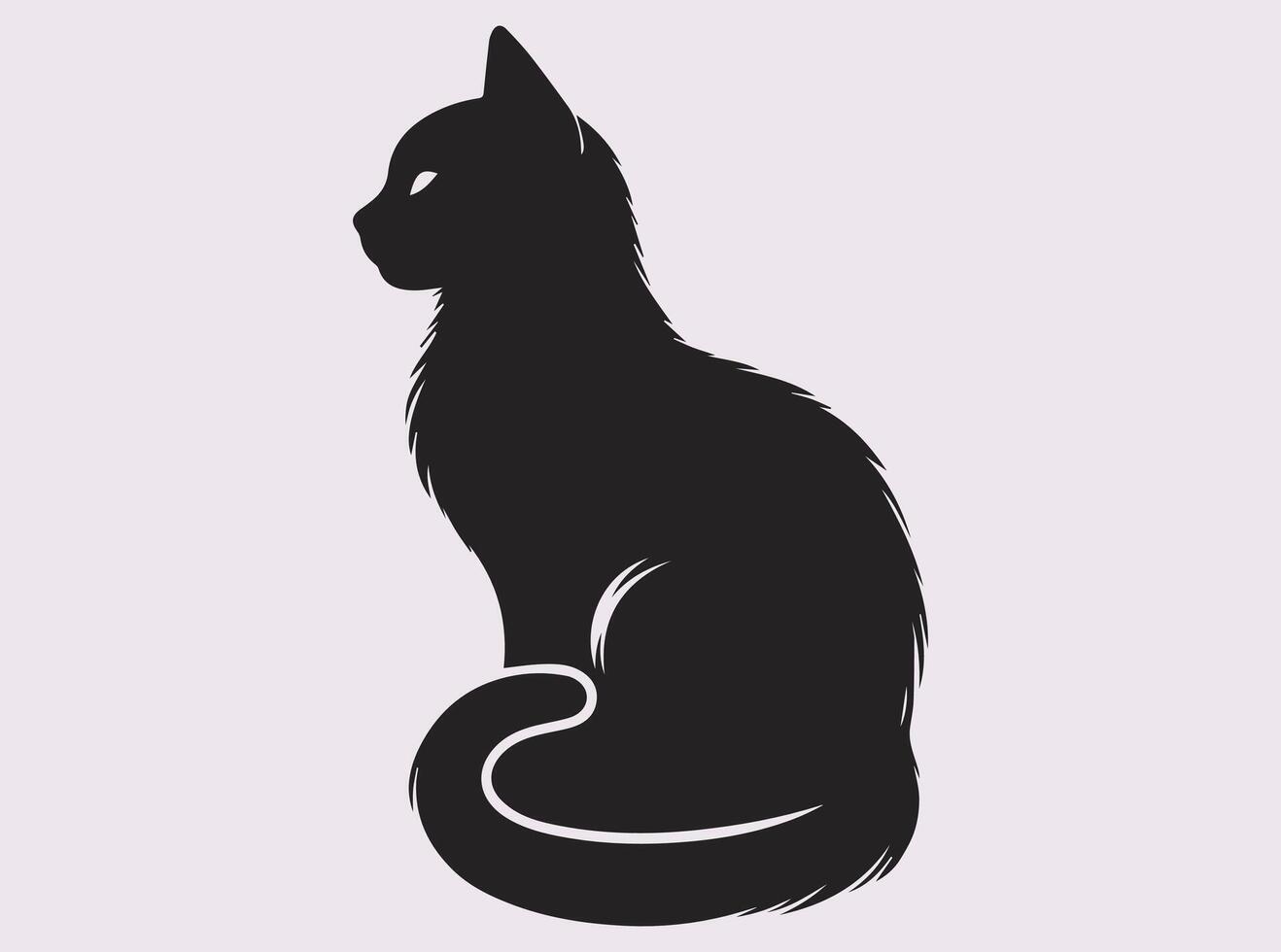 Intriguing Black Cat Silhouette Highlighting Feline Intelligence vector