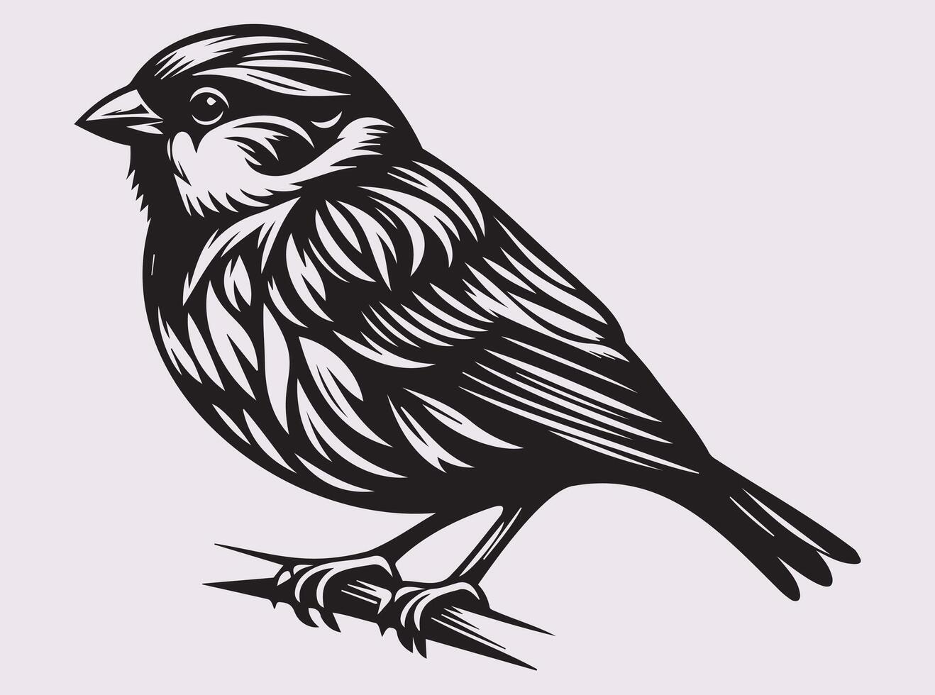 Elegant Black Sparrow Silhouette, Simple Bird Illustration vector
