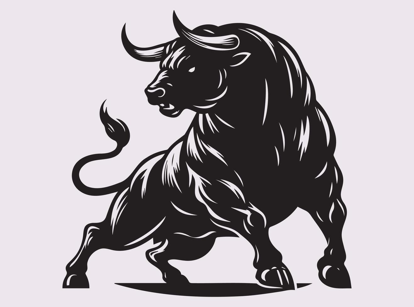Majestic Black Bull Silhouette Standing Strong and Powerful vector