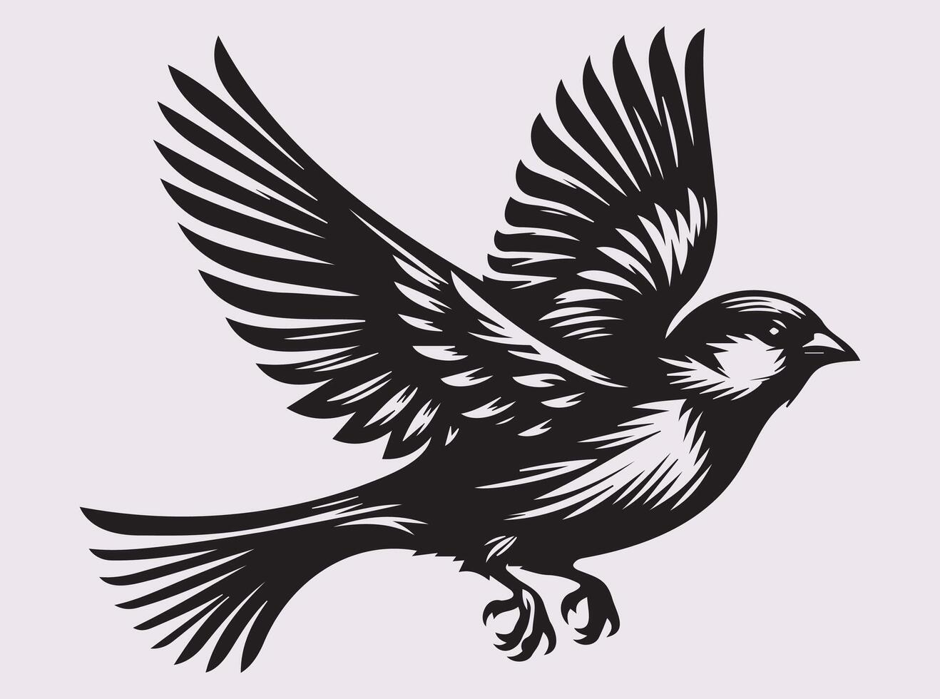 Black Sparrow Silhouette Flying or Sitting, Perfect for Artistic Creations vector