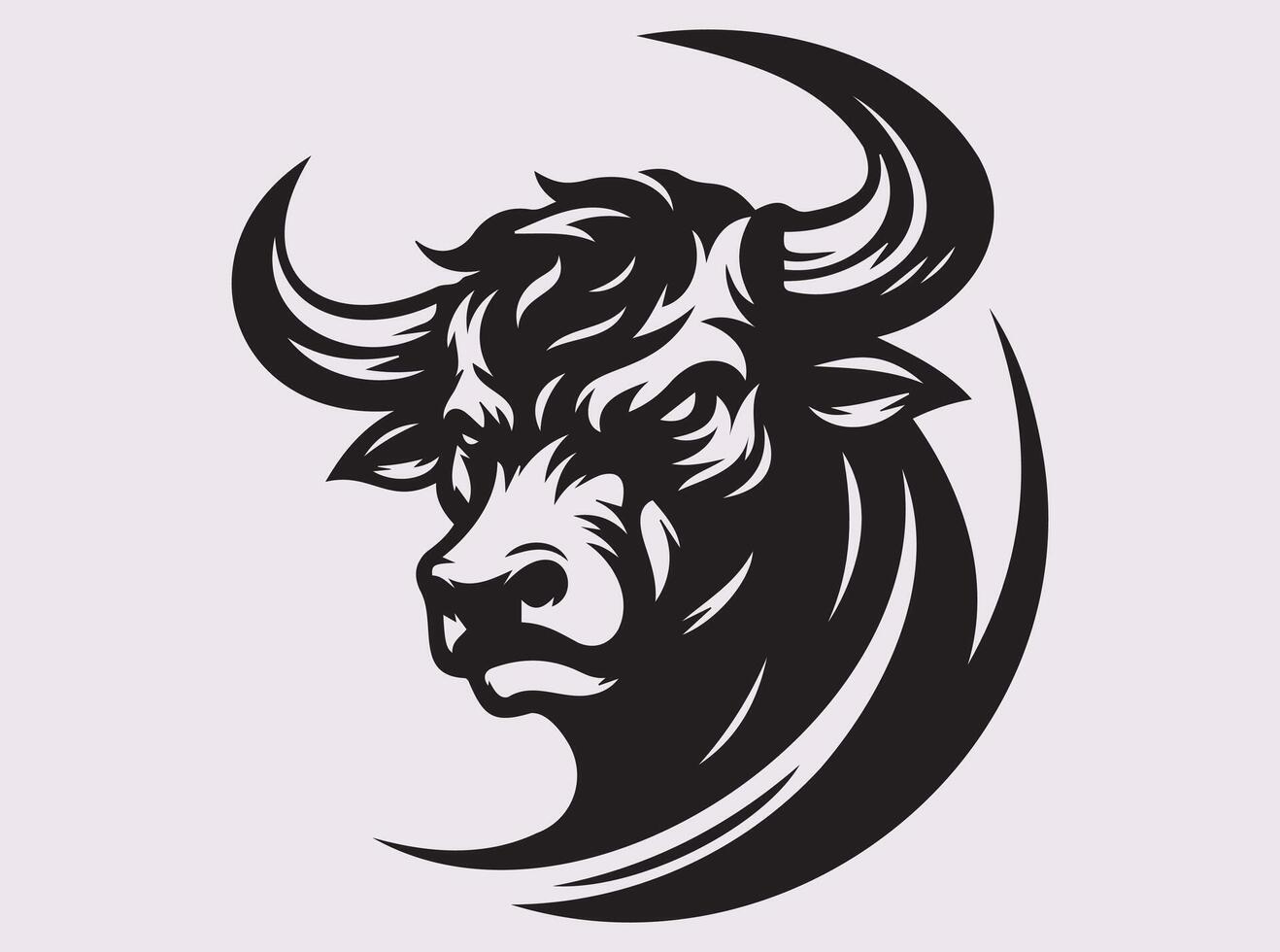 Black Bull Face Silhouette Strength and Power Depicted in Bold Animal Head Design vector