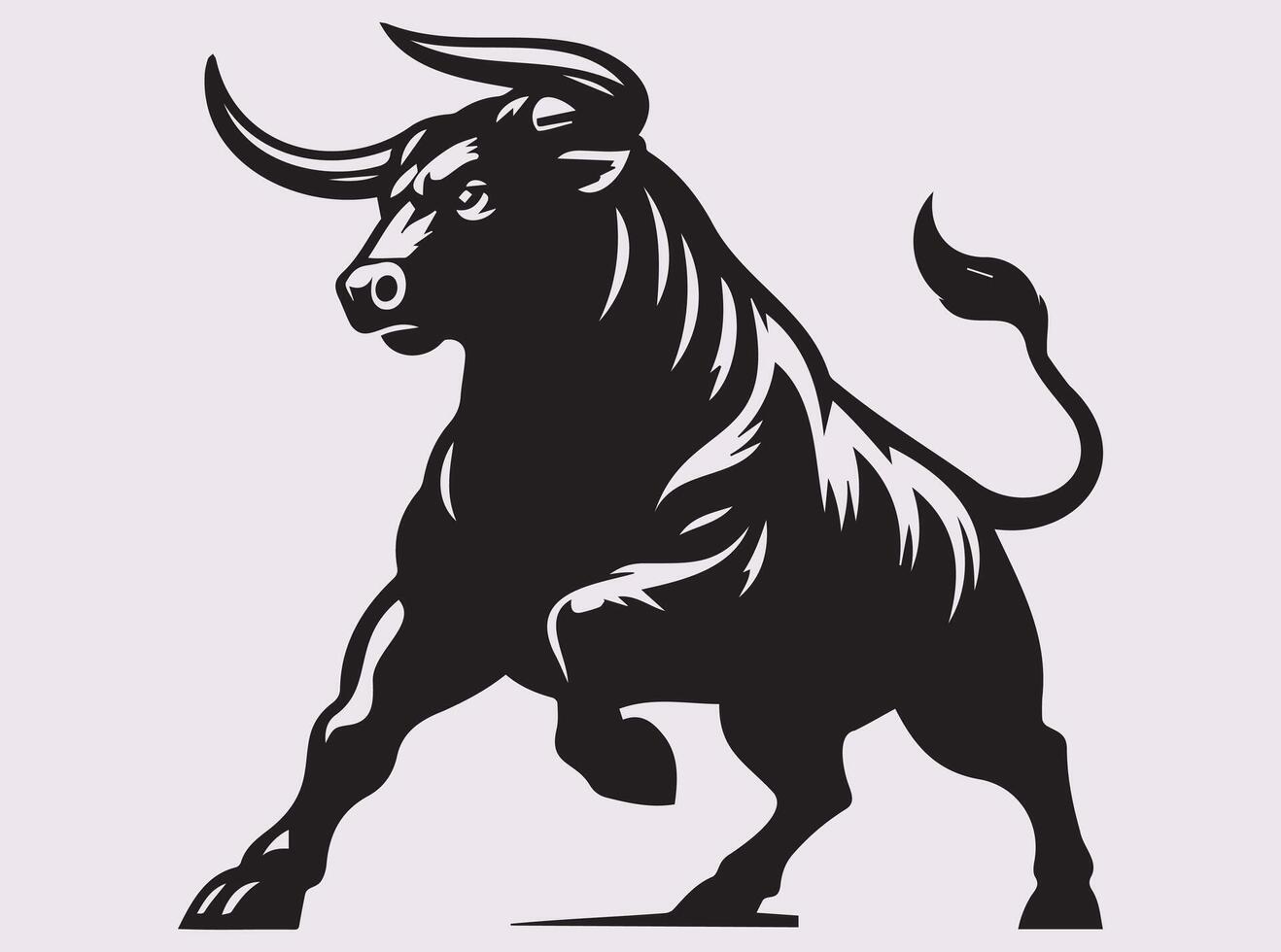 Energetic Black Bull Silhouette Showing Aggression and Power vector