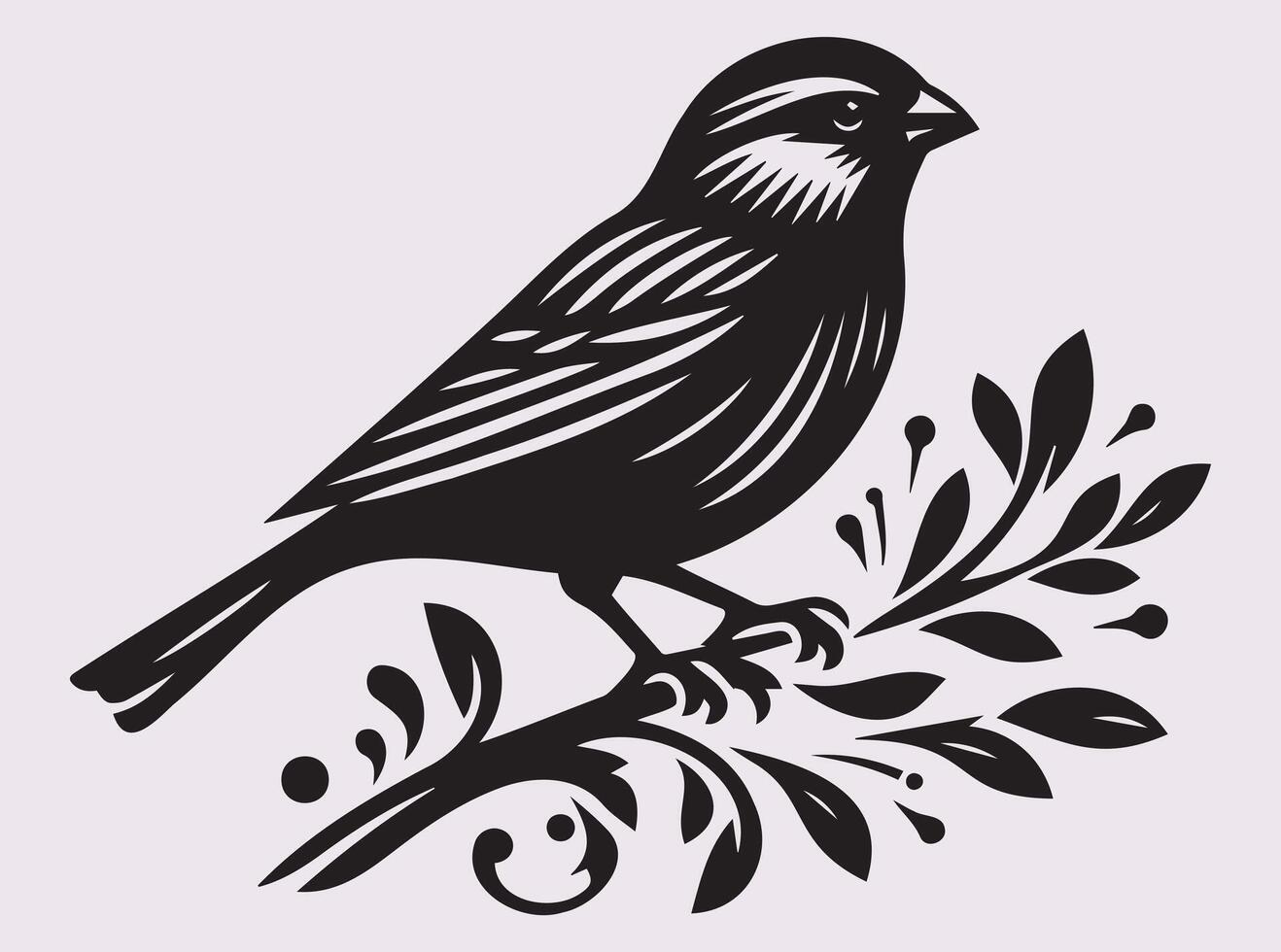 Beautiful Black Sparrow Silhouette, Perfect for Bird Art Enthusiasts vector