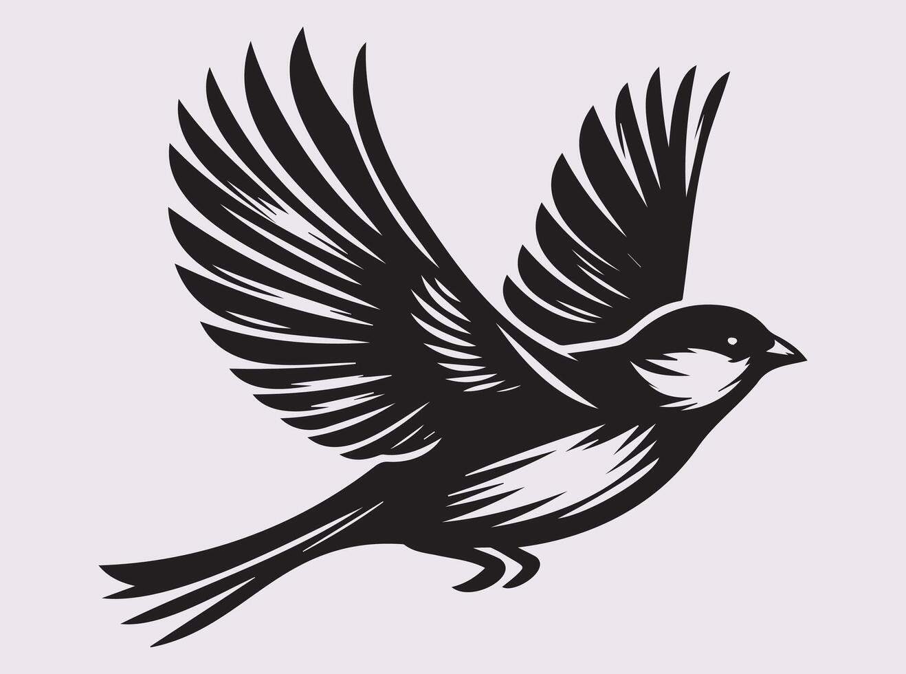 Flying Sparrow Outline Silhouette, Simple and Stunning Bird Artwork vector