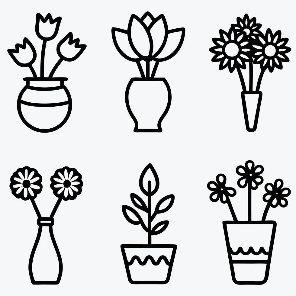 Hand Drawn Floral Black And White EPS File. vector