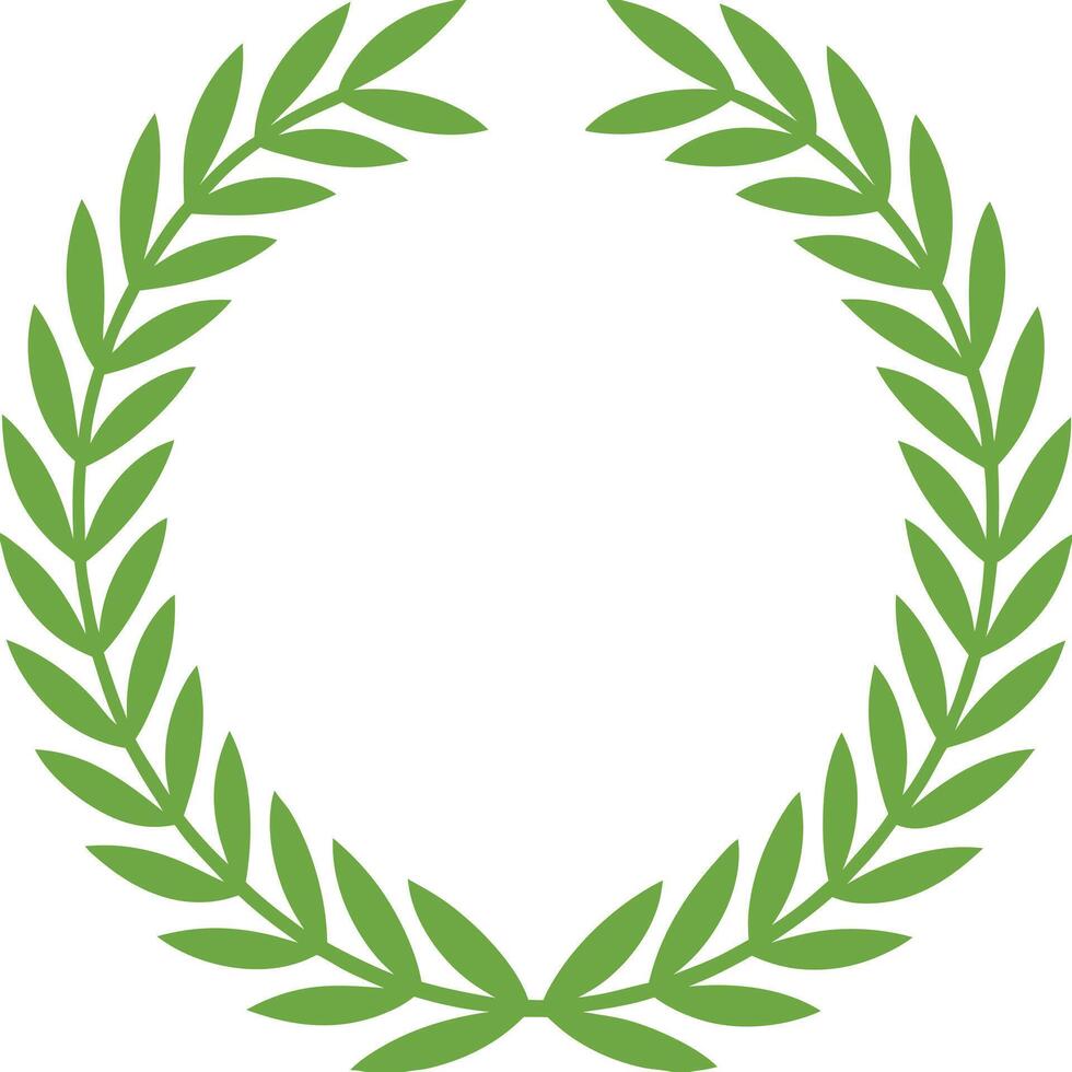 Laurel Wreath Green And White Symmetrical Silhouette. vector
