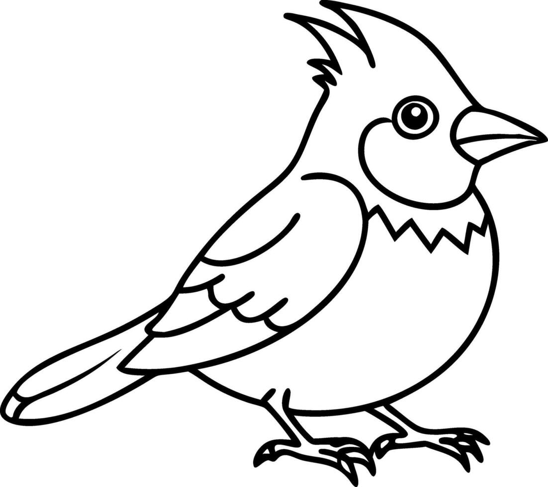 Cute Bird Line Art for Coloring Book and Tattoo Design vector