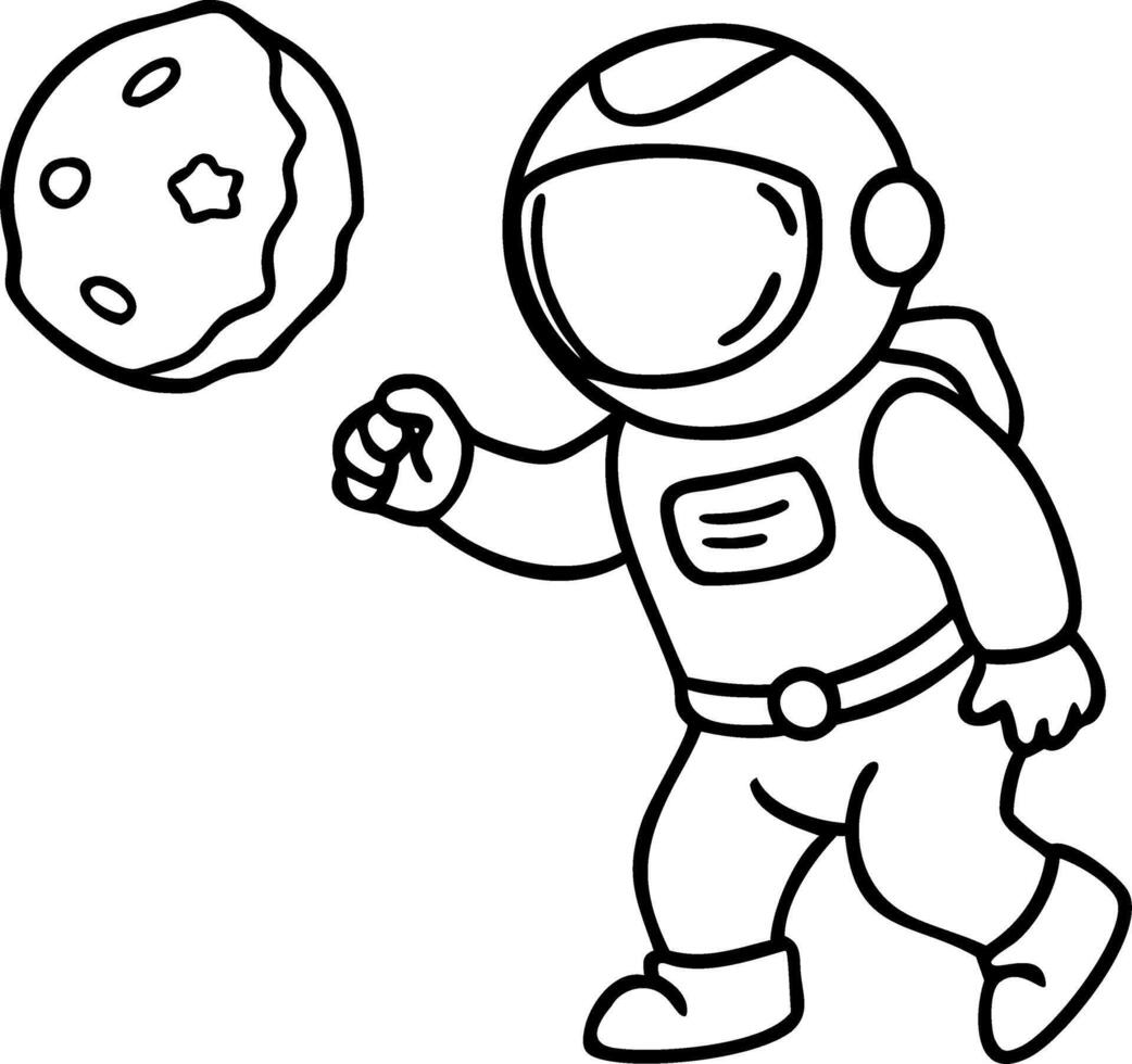 Illustration of Astronaut with Moon for Coloring Books and Educational Materials vector
