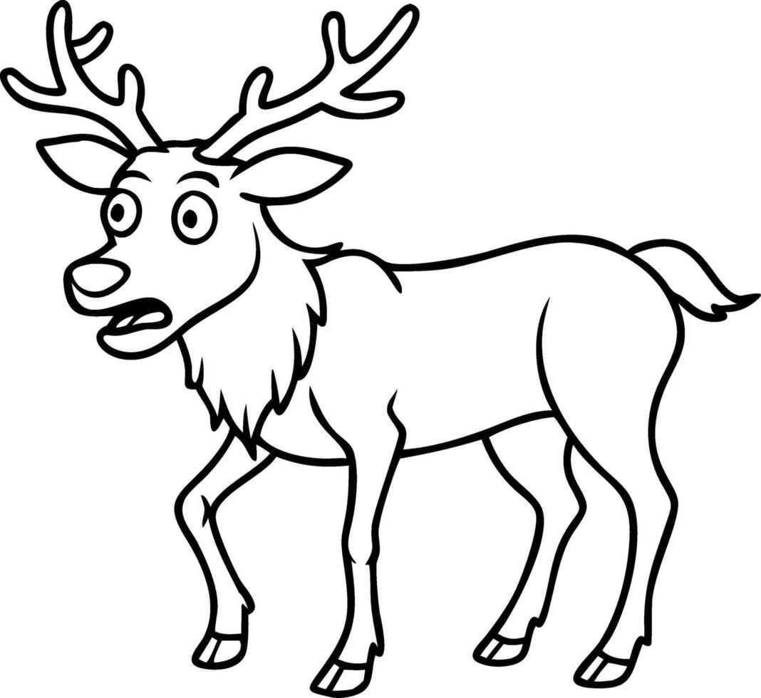 Cartoon Reindeer Outline Design for Coloring Book and Educational Use vector