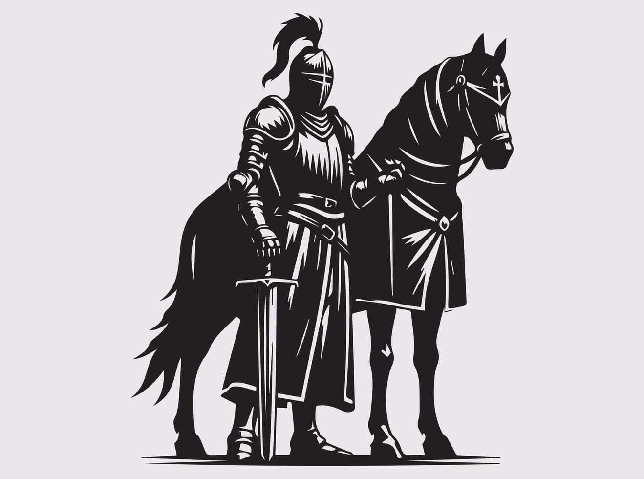 Medieval Knight Silhouette for Historical Warriors, Fighters, and History Buffs vector