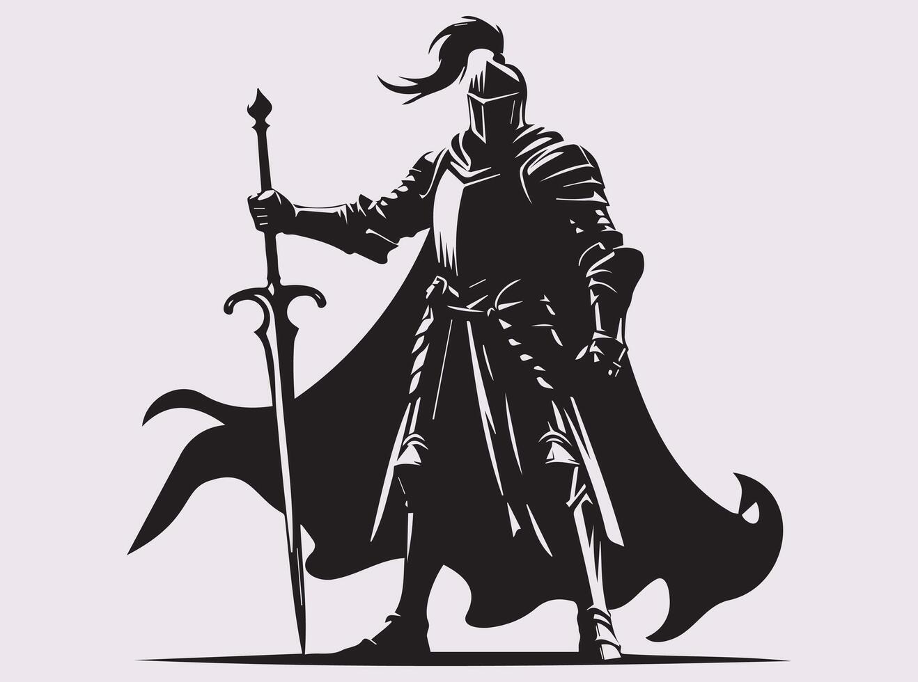 Classic Medieval Knight Silhouette for Chivalry and Warrior Enthusiasts vector