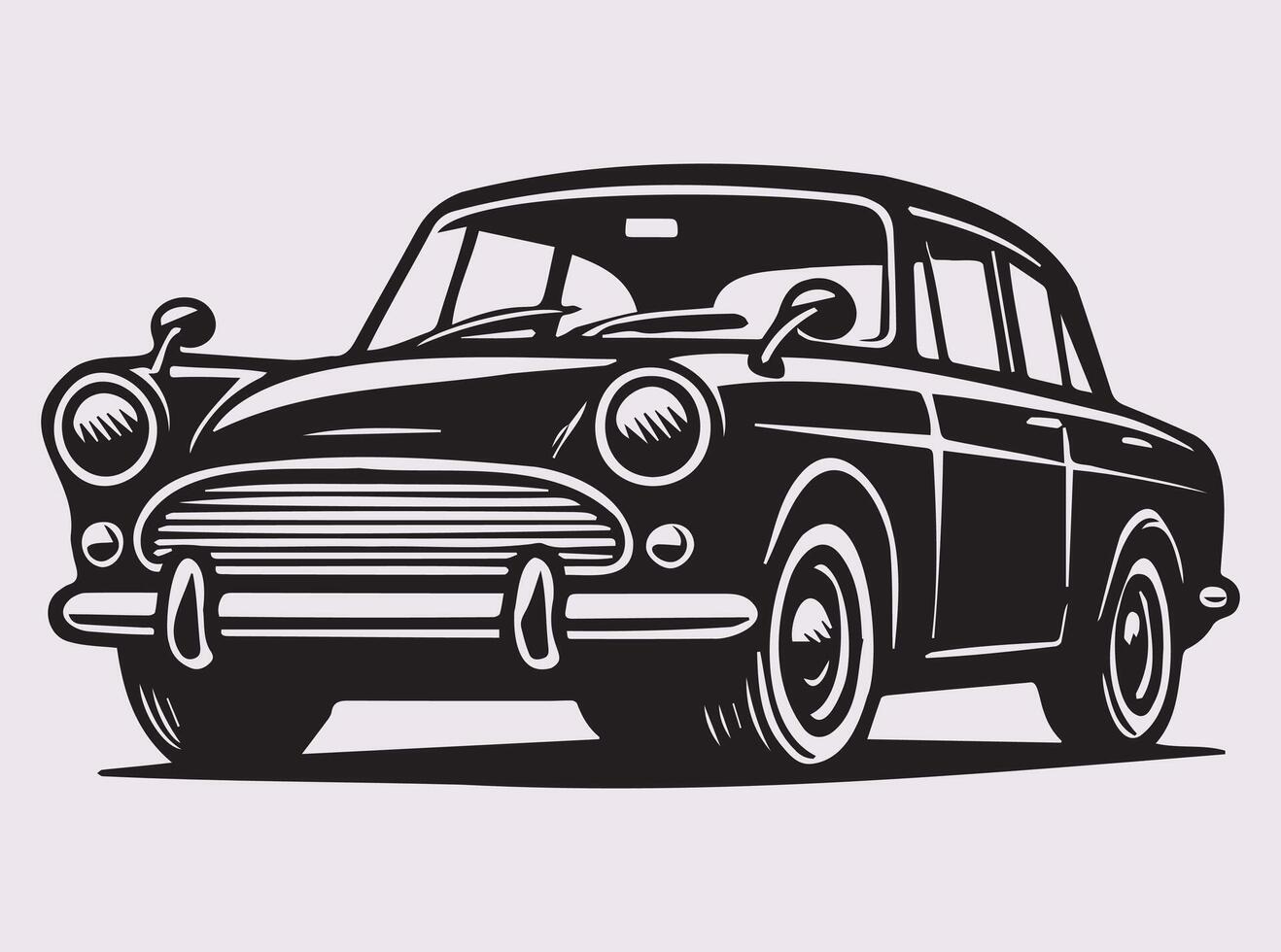 Retro Black Color Classic Car Silhouette for Automotive Art, Prints, and Design Projects vector