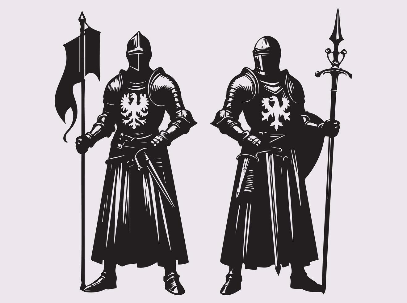 Epic Medieval Knight Silhouette for Armor Enthusiasts and Historical Combat Lovers vector