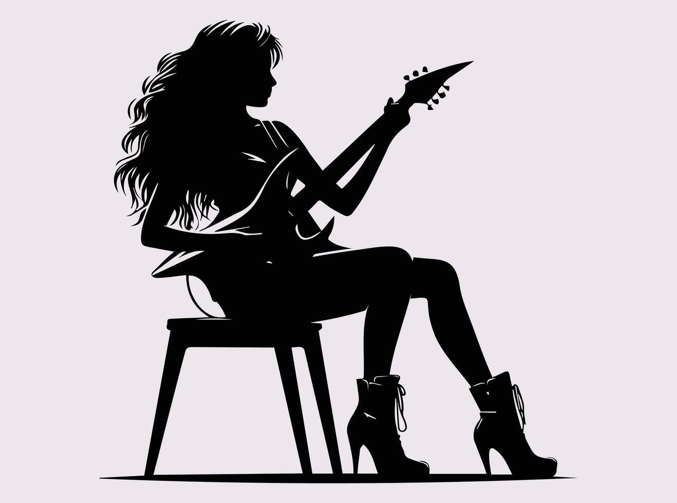 Silhouette of a Musician Singing and Playing Guitar vector